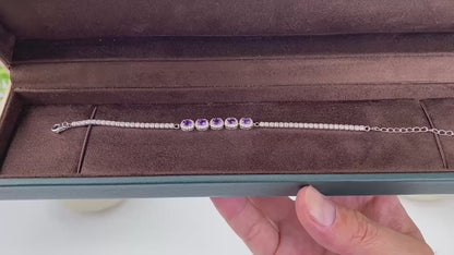 Natural Amethyst Bracelet · 18K Gold-Plated 925 Sterling Silver