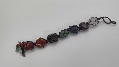 Natural Seven Chakra Mixed Crystals Macrame Hanging Ornament