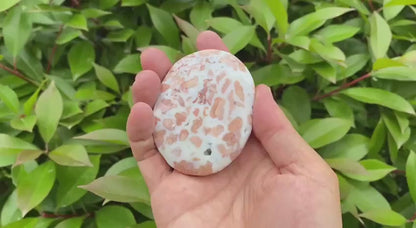 Natural Pink Agate Palm Stone