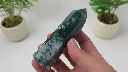 Natural Moss Agate Tower
