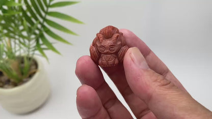 Natural Alashan Agate Nine-Tailed Fox Carving