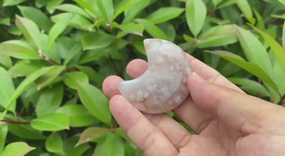 Natural Cherry Blossom Agate Moon