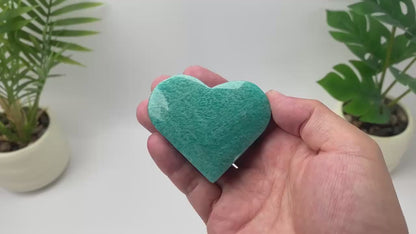 Natural Amazonite Heart Carving with Stand