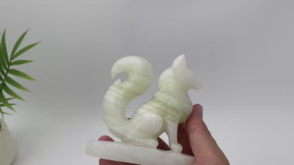 Natural Afghan White Jade Curled-Tail Fox