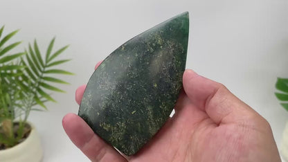 Natural Marbled Green Chrome Nephrite Jade Teardrop