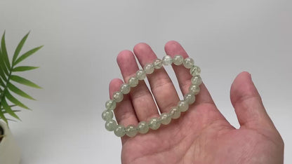 Natural Prehnite Sage Green Beaded Bracelet