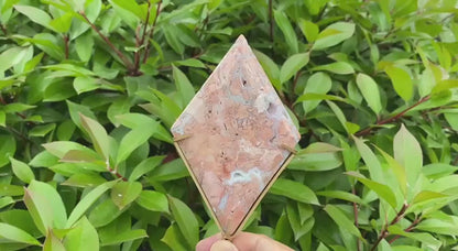 Natural Pink Agate Diamond with Stand