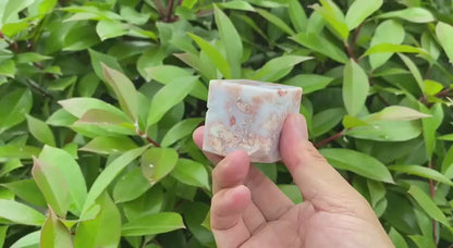Natural Pink Agate Cube Carving