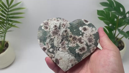 Natural Blue Fireworks Agate Heart with Stand