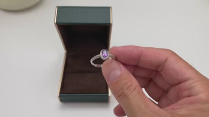 Natural Amethyst Adjustable Open Ring · 18K Gold-Plated 925 Sterling Silver
