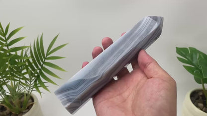 Natural Agate Wavy-Banded Tower
