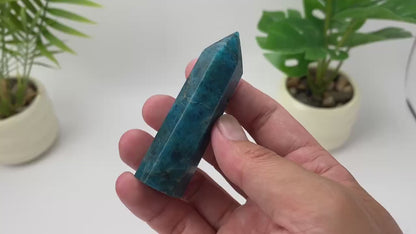 Natural Blue Apatite Tower – Deep Blue Translucent