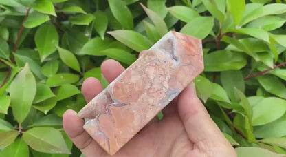 Natural Pink Agate Tower Carving