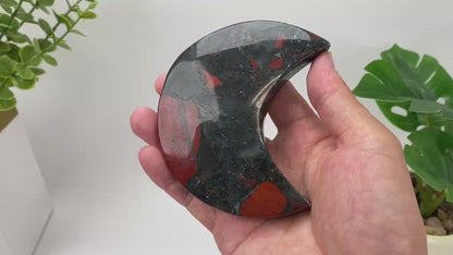 Natural African Bloodstone Crescent Moon Carving