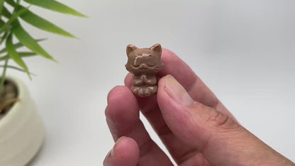 Natural Alashan Agate Seated Cat Carving