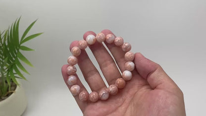 Natural Pink Agate Brecciated Beaded Bracelet