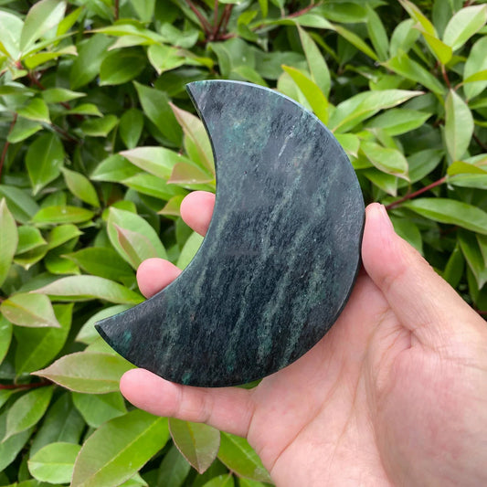 Natural Green Mica Moon Carving
