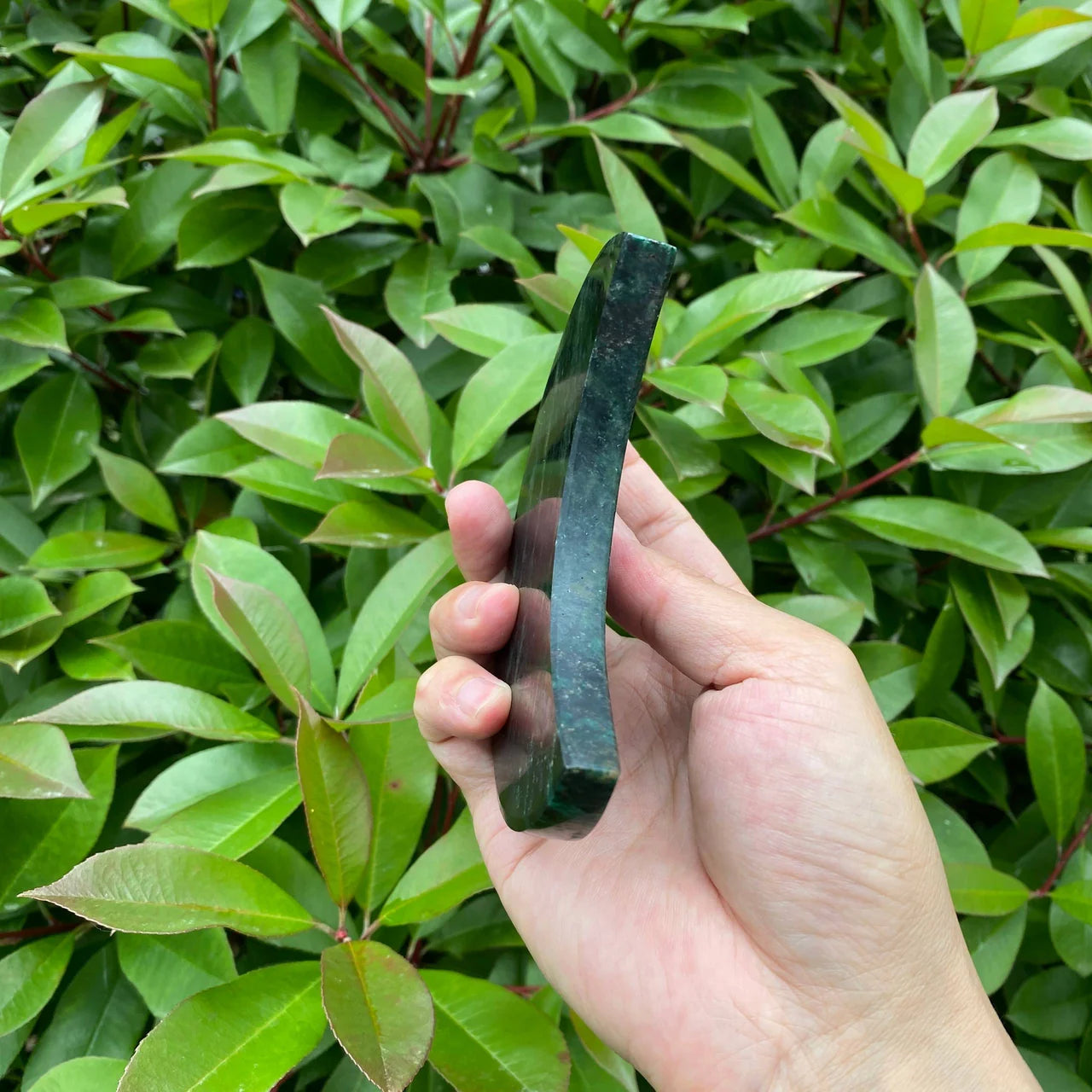 Natural Green Mica Moon Carving