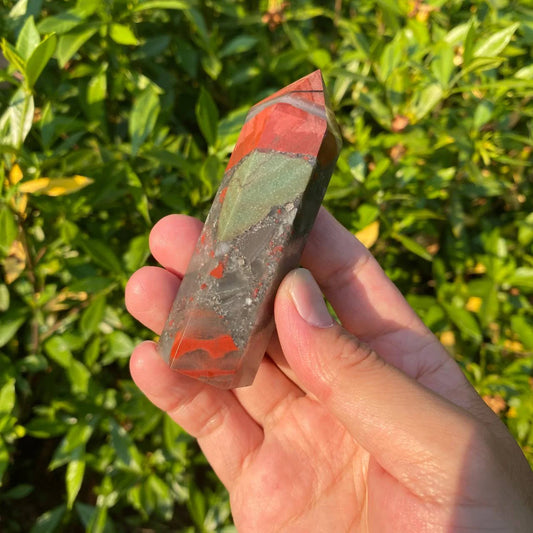 Natural African Bloodstone Tower Carving