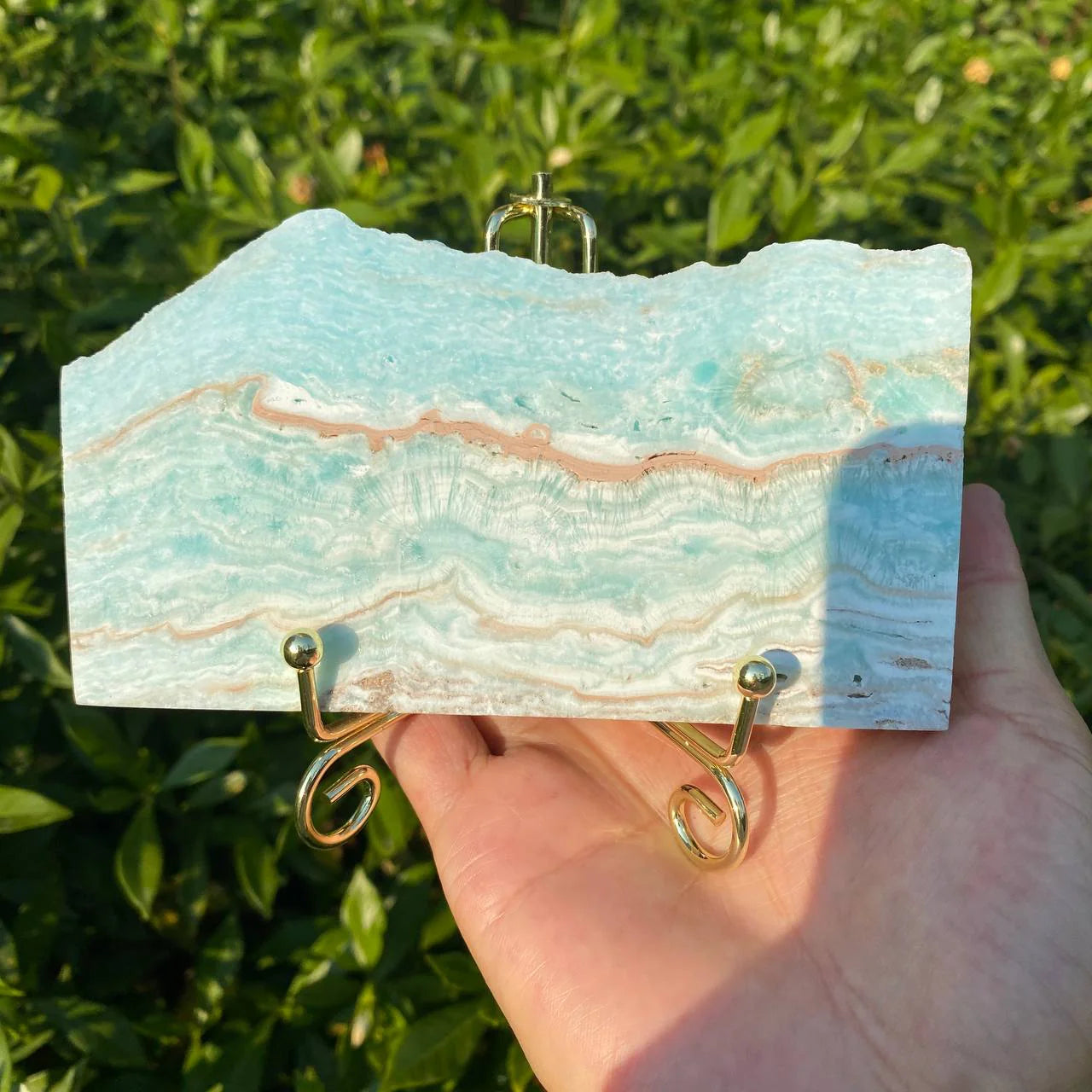 Natural Hemimorphite Slice Carving with Stand