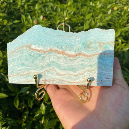 Natural Hemimorphite Slice Carving with Stand