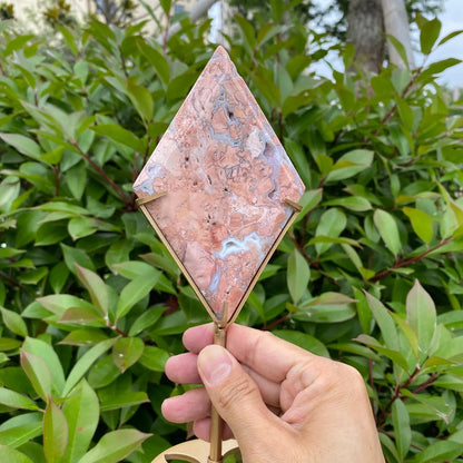 Natural Pink Agate Diamond with Stand