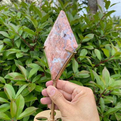 Natural Pink Agate Diamond with Stand