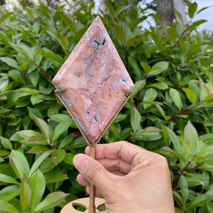 Natural Pink Agate Diamond with Stand