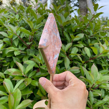 Natural Pink Agate Diamond with Stand