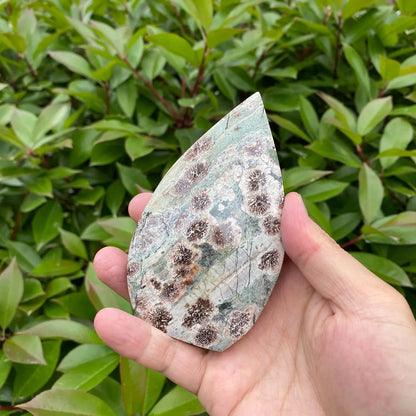 Natural Blue Fireworks Agate Teardrop Carving