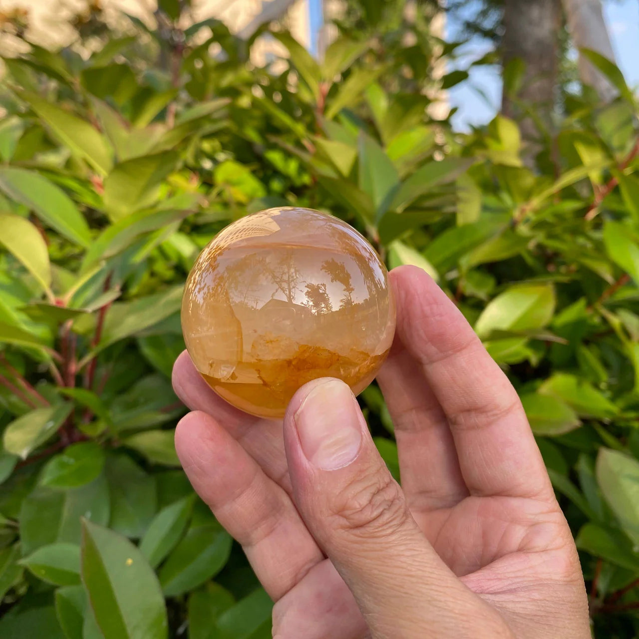 Natural Yellow Fire Quartz Sphere