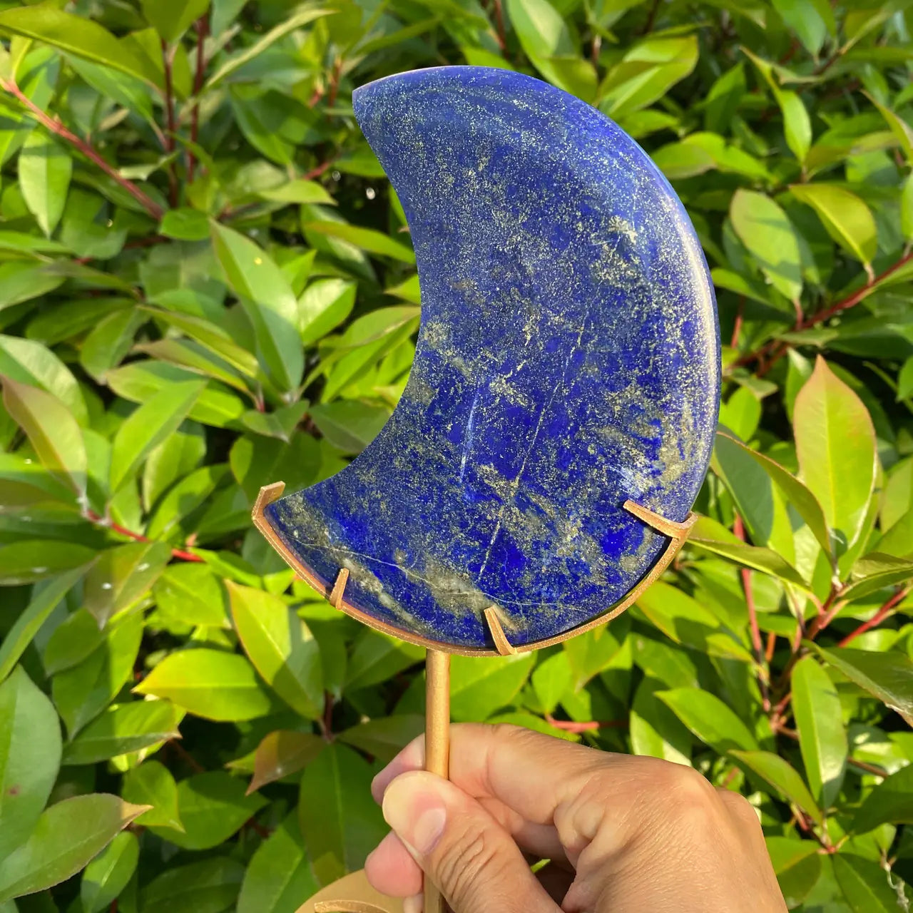 Natural Lapis Lazuli Moon with Stand