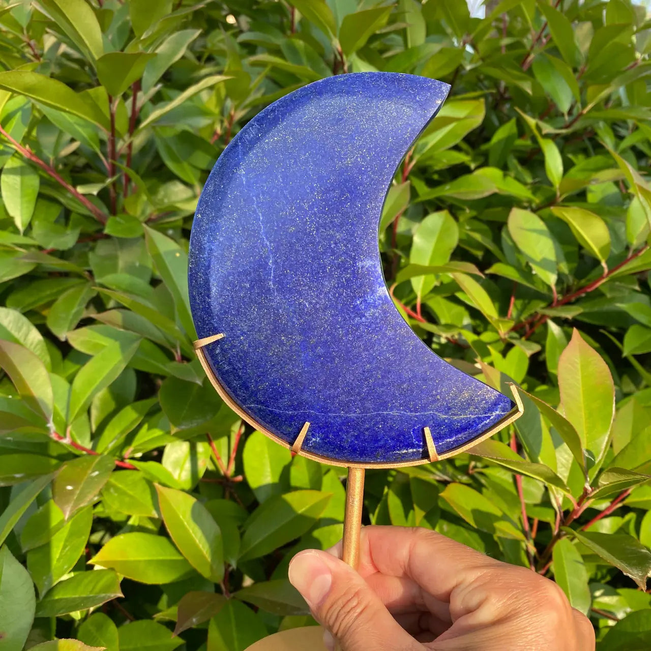 Natural Lapis Lazuli Moon with Stand