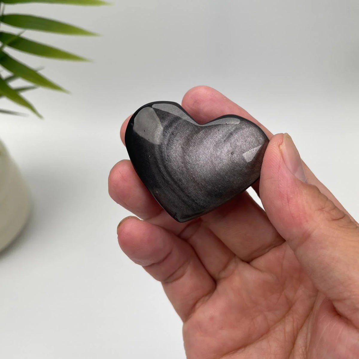 Natural Silver Sheen Obsidian Heart