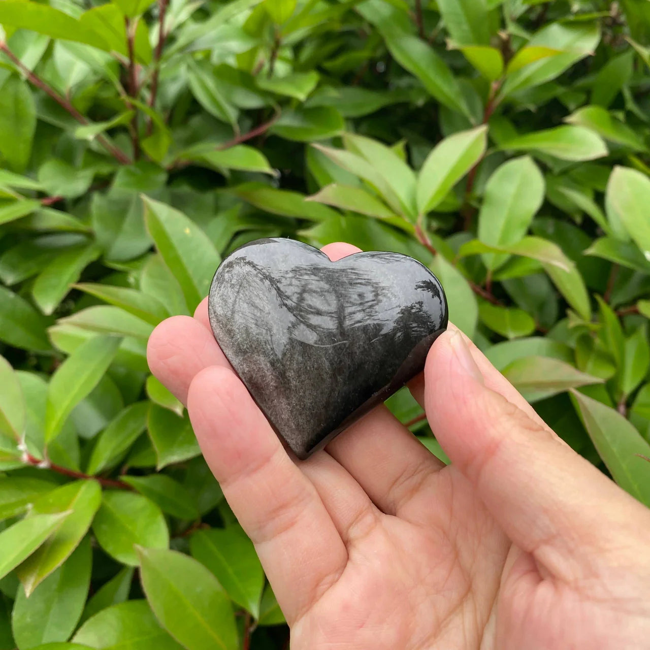 Natural Silver Sheen Obsidian Heart