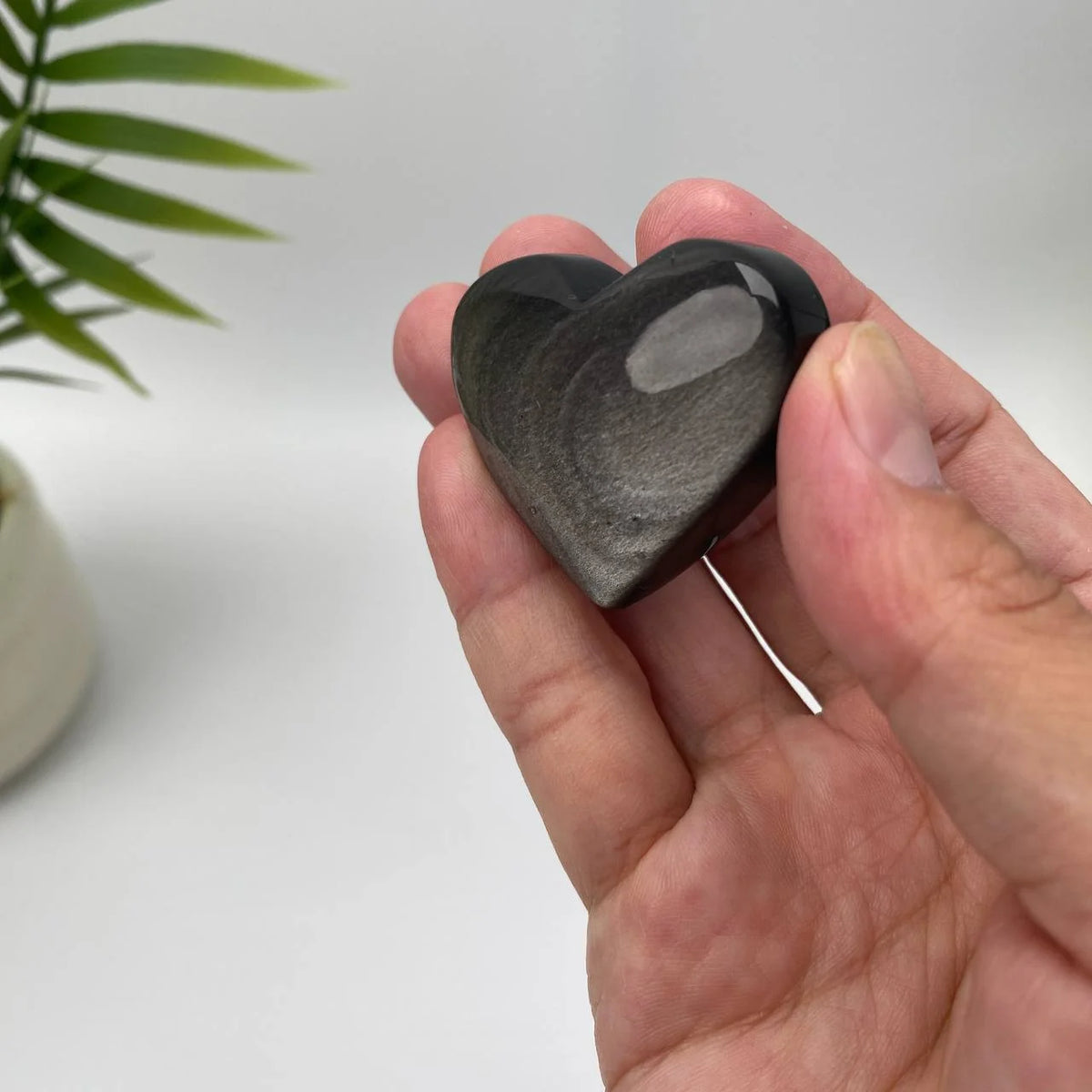 Natural Silver Sheen Obsidian Heart