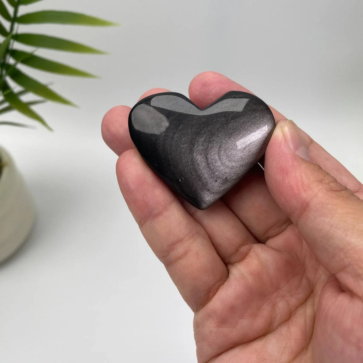 Natural Silver Sheen Obsidian Heart