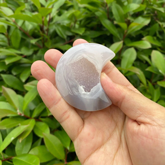 Natural Druzy Agate Moon