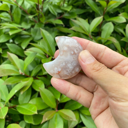 Natural Cherry Blossom Agate Moon