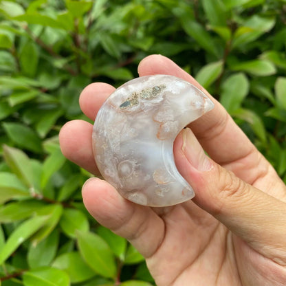 Natural Cherry Blossom Agate Moon