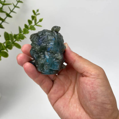 Natural Labradorite Medusa Carving