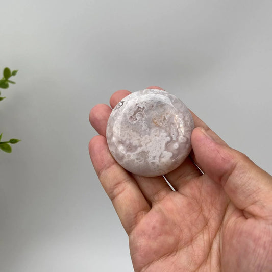 Natural Cherry Blossom Agate Floral-Inclusion Palm Stone