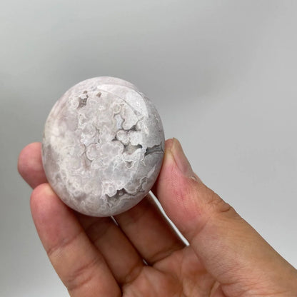Natural Cherry Blossom Agate Floral-Inclusion Palm Stone
