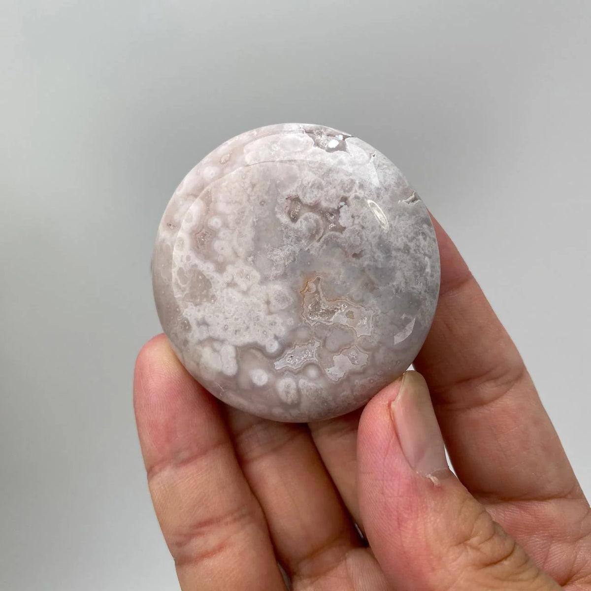 Natural Cherry Blossom Agate Floral-Inclusion Palm Stone