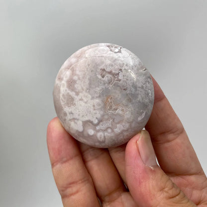 Natural Cherry Blossom Agate Floral-Inclusion Palm Stone