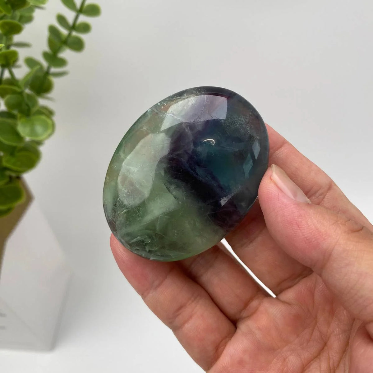 Natural Fluorite Palm Stone