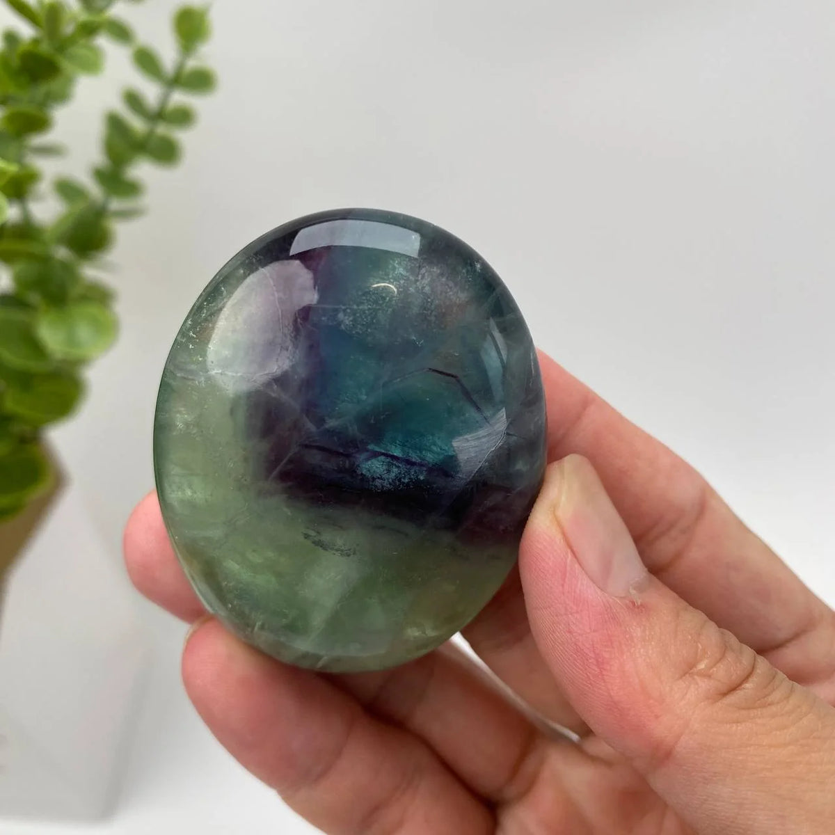Natural Fluorite Palm Stone