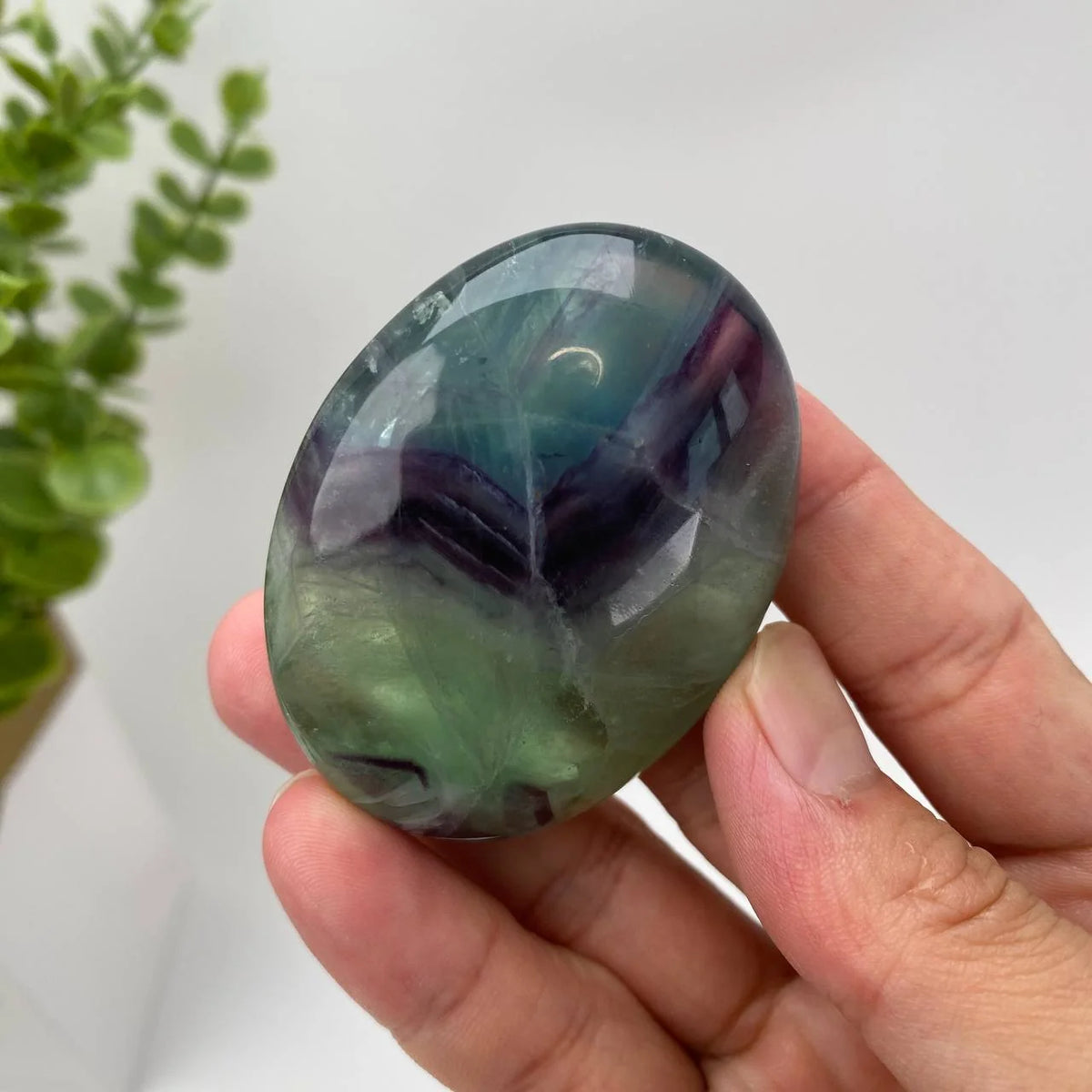 Natural Fluorite Palm Stone