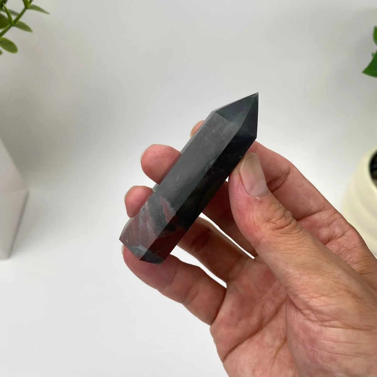 Natural African Bloodstone Tower with Red Inclusions
