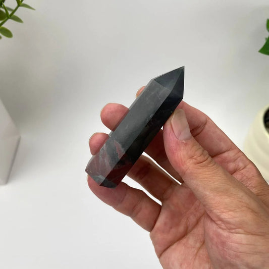 Natural African Bloodstone Tower with Red Inclusions